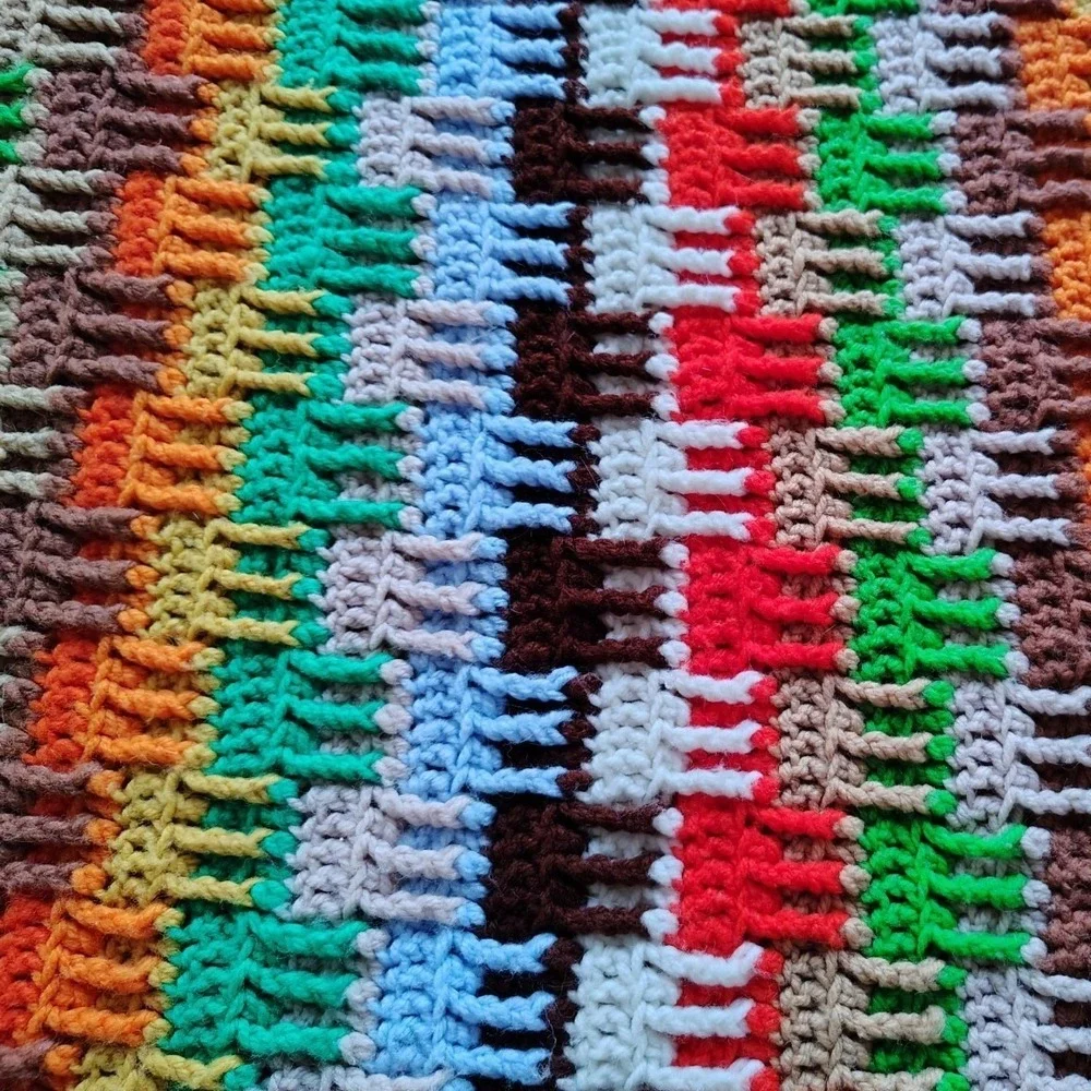 Afghan Blanket Throw Hand‎ Made Crochet Granny Square 44